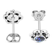 Large Abalone Shell Flower Stud Silver Earrings, e334